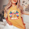 Imell Hippies Peace 4Th Of July For Hippie レディースオーバーサイズコンフォートTシャツ Mustard