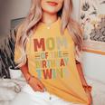 Mom Of The Birthday Twins Family Matching Bday Party Women's Oversized Comfort T-Shirt Mustard