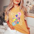 うさぎ花 レディースオーバーサイズコンフォートTシャツ Mustard