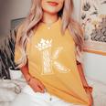 アルファベットtシャツ イニシャル文字 K & King Queen 王冠 レディースオーバーサイズコンフォートTシャツ Mustard