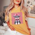 コケット リボン シュナウザー 女の子 犬 ママ 母の日 ピンク レディースオーバーサイズコンフォートTシャツ Mustard