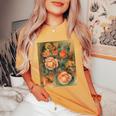 バラの花束 ルノワール 印象派 カラフル絵画 レディースオーバーサイズコンフォートTシャツ Mustard