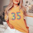 数字 35 35周年 男性 女性 35歳の誕生日 レディースオーバーサイズコンフォートTシャツ Mustard
