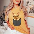 男性用、女性、子供用の胸ポケットに入った面白い子犬。 レディースオーバーサイズコンフォートTシャツ Mustard