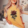 赤薔薇 花 ボタニスト ガーデン ガーデニング 花 バラ レディースオーバーサイズコンフォートTシャツ Mustard