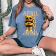 19歳 2007年4月 テディベア 19歳 誕生日 男性 女性 レディースオーバーサイズコンフォートTシャツ Blue Jean
