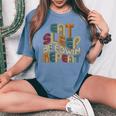 Eatleep Be Edwin Repeat Groovy Retro Edwin レディースオーバーサイズコンフォートTシャツ Blue Jean