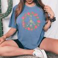 Flower Power Peace Love 60年代 70年代 ヒッピーコスチューム レディースオーバーサイズコンフォートTシャツ Blue Jean