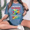 My Heart Has Autism Proud Autism Parent Dad Mom Autism Son Women's Oversized Comfort T-Shirt Blue Jean