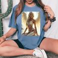Hot Girl On 男性用 セクシーな天使の座り グランジ 長袖tシャツ レディースオーバーサイズコンフォートTシャツ Blue Jean