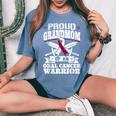 Oral Cancer Warrior Awareness リボン Proud Grandmom Of An Oral Cancer Warrior レディースオーバーサイズコンフォートTシャツ Blue Jean