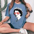 Queen Elizabeth Iiunglasses British Crown エリザベス女王 Meme レディースオーバーサイズコンフォートTシャツ Blue Jean
