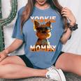 Yorkie Mommyヨーキー ママ 母親 母の日 ママ かわいい ヨークシャー・テリア レディースオーバーサイズコンフォートTシャツ Blue Jean