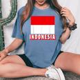 インドネシア国旗 アンティーク調 ナショナル インドネシア 男性 女性 キッズ レディースオーバーサイズコンフォートTシャツ Blue Jean