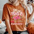 60歳 1966年5月 花柄 60歳 誕生日 男性 女性 レディースオーバーサイズコンフォートTシャツ Yam