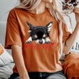 Chihuahua Mom The Dog Mother Chiwawa ブラック&タン チワワ 長袖tシャツ レディースオーバーサイズコンフォートTシャツ Yam