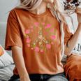 Flower Power Peace Love 60年代 70年代 ヒッピーコスチューム レディースオーバーサイズコンフォートTシャツ Yam
