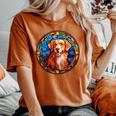 Novacotia Duck Tolling Retriever Toller Dog ステンドグラス レディースオーバーサイズコンフォートTシャツ Yam