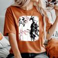 Samurai Giraffe Ninja Budo Japan Worrior Cherry Blosson レディースオーバーサイズコンフォートTシャツ Yam