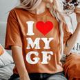 ユーズド加工 I Heart My Girlfriend アパレル I Love My Gf レディースオーバーサイズコンフォートTシャツ Yam
