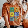 ヴァン・ゴッホコラージュ 星月夜 ひまわり アーモンドの花 レディースオーバーサイズコンフォートTシャツ Yam