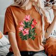 美しいツツジの花のイラストブルーム植物愛好家 長袖tシャツ レディースオーバーサイズコンフォートTシャツ Yam