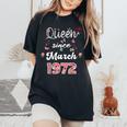 1972年3月より女王 花 1972年3月の誕生日 レディースオーバーサイズコンフォートTシャツ Black