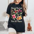 85歳 神様の祝福 かわいい庭の花 85歳の誕生日 長袖tシャツ レディースオーバーサイズコンフォートTシャツ Black