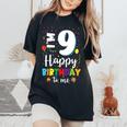 9歳 誕生日 ハッピーバースデー 9歳 男の子 女の子 9歳 レディースオーバーサイズコンフォートTシャツ Black
