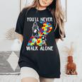 Autism Mom You Will Never Walk-Alone Support Autism Son Women's Oversized Comfort T-Shirt Black