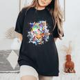 Beelegant 加熱虎 水彩画 面白い虎 レディースオーバーサイズコンフォートTシャツ Black