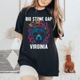 Bigtone Gap バージニア Usa クマと花のデザイン 長袖tシャツ レディースオーバーサイズコンフォートTシャツ Black