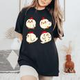 Chicken Chickens Cute Kawaii Anime Kawaii Japan レディースオーバーサイズコンフォートTシャツ Black
