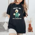 Trust Me I'm A Ducktor メディカルしゃれクワック ダックドクター レディースオーバーサイズコンフォートTシャツ Black