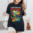 My Heart Has Autism Proud Autism Parent Dad Mom Autism Son Women's Oversized Comfort T-Shirt Black