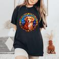 Novacotia Duck Tolling Retriever Toller Dog ステンドグラス レディースオーバーサイズコンフォートTシャツ Black