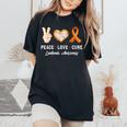 Peace Love Cure 白血病 意識啓発 男性 女性 子供 白血病 レディースオーバーサイズコンフォートTシャツ Black