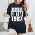 Straight Outta 1987 Womenintage 1987 Birth Of Birthday レディースオーバーサイズコンフォートTシャツ Black