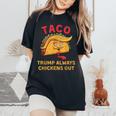 Taco Trump Always Chickens Out アンチトランプニックネーム レディースオーバーサイズコンフォートTシャツ Black