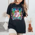 TokiOFlower オリジナルデザイン レディースオーバーサイズコンフォートTシャツ Black