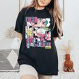 Vaporwave レトロ 90年代 日本アニメ 女の子とラーメン 美学 レディースオーバーサイズコンフォートTシャツ Black