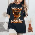 Yorkie Mommyヨーキー ママ 母親 母の日 ママ かわいい ヨークシャー・テリア レディースオーバーサイズコンフォートTシャツ Black