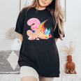 キッズ I Am 3 かわいいユニコーン 誕生日ギフト 女の子向け レディースオーバーサイズコンフォートTシャツ Black