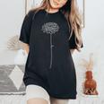 シングル ダリアの花 レディースオーバーサイズコンフォートTシャツ Black