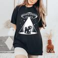 シーズー Mom Dad Dog Alien Ufo レディースオーバーサイズコンフォートTシャツ Black