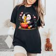 ペンギン食べる ラーメン 麺 ペンギン 男の子 女の子 キッズ 大人 レディースオーバーサイズコンフォートTシャツ Black