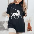 ユニコーン 神話上の生き物 おとぎ話 ファンタジー ヴィンテージ 古い Unicorn Fairy Tale Horse 長袖tシャツ レディースオーバーサイズコンフォートTシャツ Black