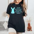リサイズ ただうさぎを見てるだけで、幸せな気持ちになる Bunny Bunnies Rabit Happy うさぎ レディースオーバーサイズコンフォートTシャツ Black