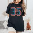 数字 35 35周年 男性 女性 35歳の誕生日 レディースオーバーサイズコンフォートTシャツ Black