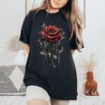 赤薔薇 花 ボタニスト ガーデン ガーデニング 花 バラ レディースオーバーサイズコンフォートTシャツ Black